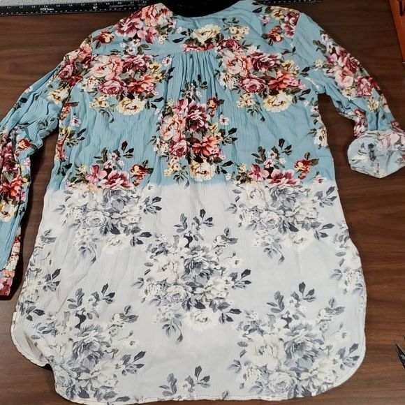 Aratta Silent Journey Floral Flower Blouse Button Down Shirt Velvet Collar Small - Picture 11 of 16